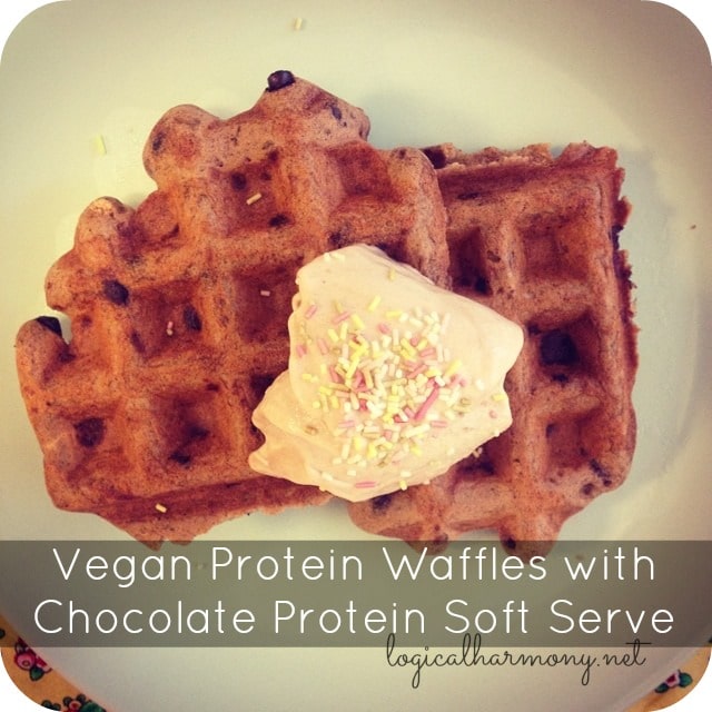 Vegan Protein Waffles with Chocolate Protein Soft Serve Recipe
